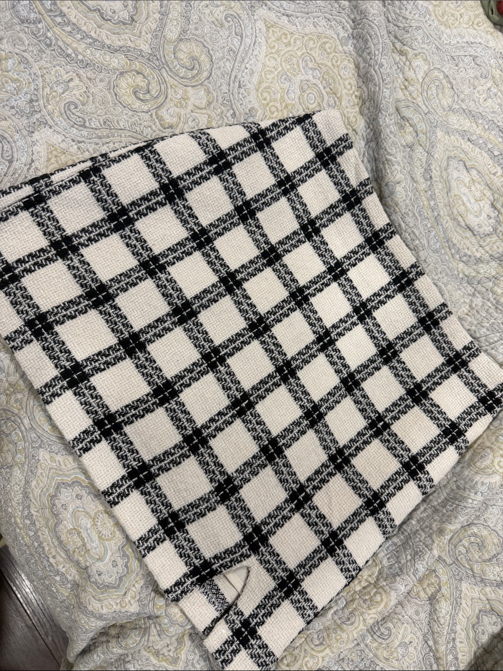 HYFVE Black and White Windowpane Mini Skirt with Small Front Slit